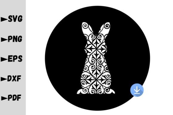 Bunny Mandala Silhouette for Graphics and Crafts