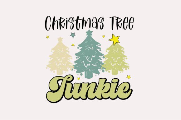 Christmas Tree Junkie: A Retro Graphic Asset for Holiday Crafts and Marketing