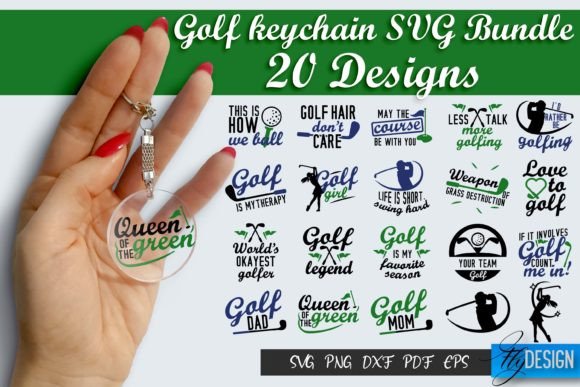 Golf Keychain SVG Bundle for Crafts and Graphics