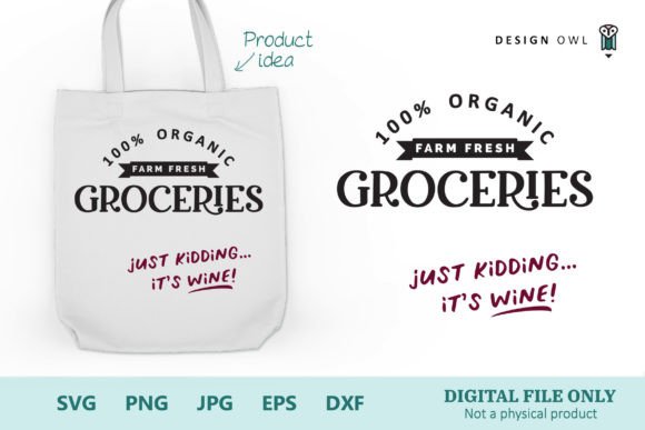 Organic Groceries Tote Bag SVG for Crafts and Graphics