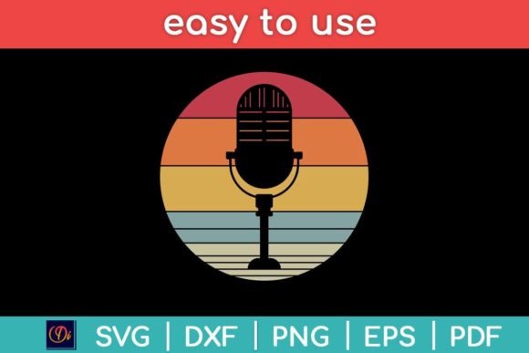 Vintage Retro Podcast Funny Microphone Graphics for Crafts